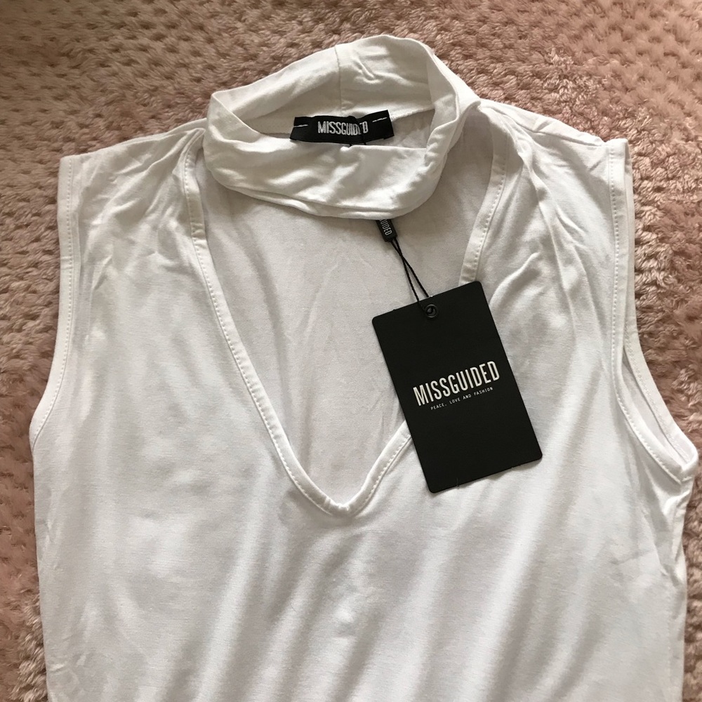 New Missguided Choker Style White Sleeveless Top